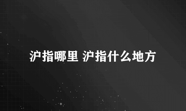 沪指哪里 沪指什么地方