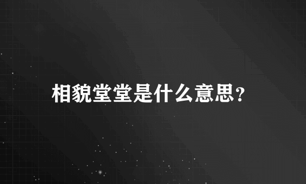 相貌堂堂是什么意思？