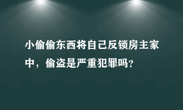 小偷偷东西将自己反锁房主家中，偷盗是严重犯罪吗？