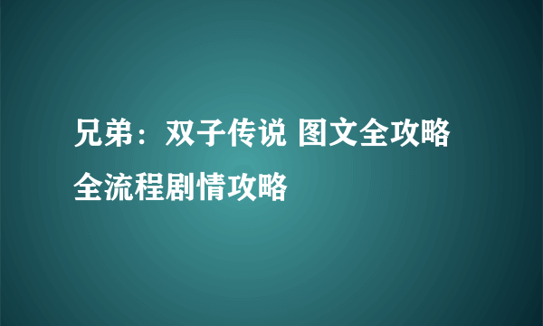 兄弟：双子传说 图文全攻略 全流程剧情攻略