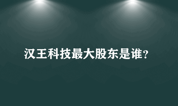 汉王科技最大股东是谁？