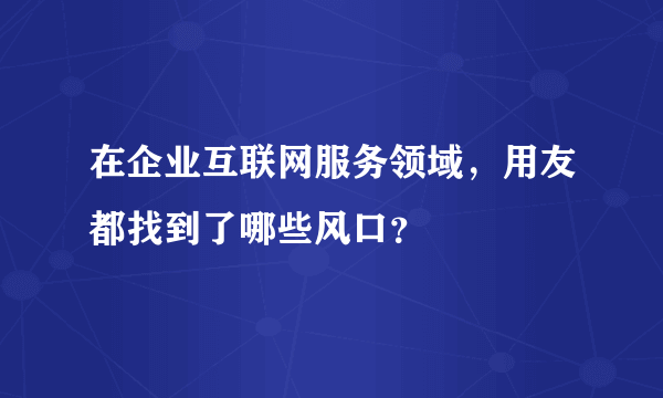 在企业互联网服务领域，用友都找到了哪些风口？