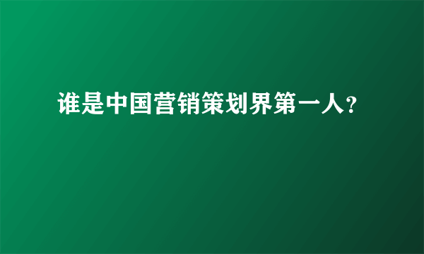 谁是中国营销策划界第一人？