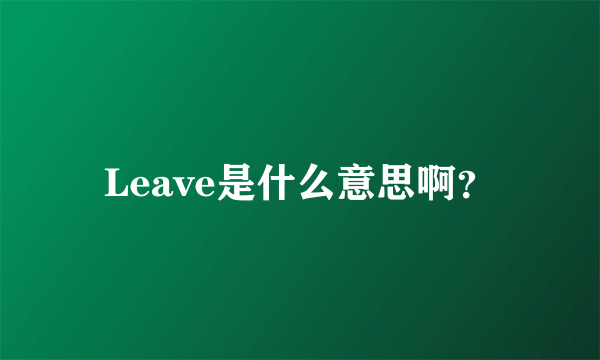 Leave是什么意思啊？