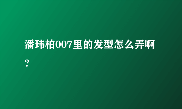 潘玮柏007里的发型怎么弄啊？