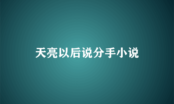 天亮以后说分手小说