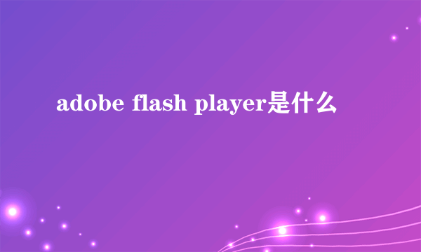 adobe flash player是什么