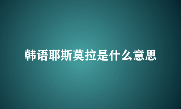 韩语耶斯莫拉是什么意思