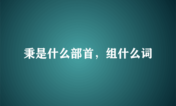 秉是什么部首，组什么词