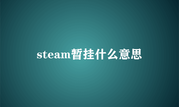 steam暂挂什么意思