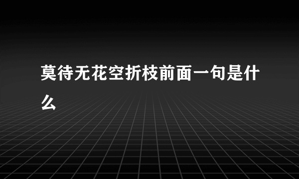 莫待无花空折枝前面一句是什么