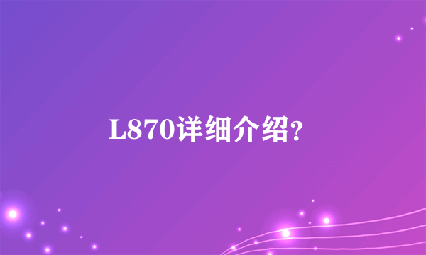 L870详细介绍？