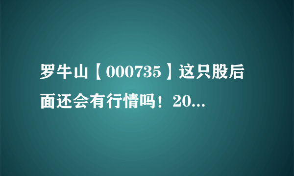 罗牛山【000735】这只股后面还会有行情吗！2010-11-16