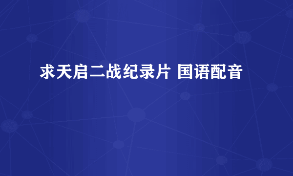 求天启二战纪录片 国语配音