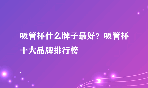 吸管杯什么牌子最好？吸管杯十大品牌排行榜