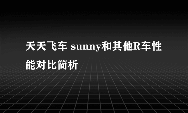 天天飞车 sunny和其他R车性能对比简析