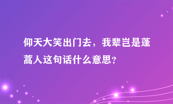 仰天大笑出门去，我辈岂是蓬蒿人这句话什么意思？