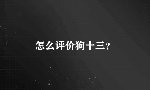 怎么评价狗十三？