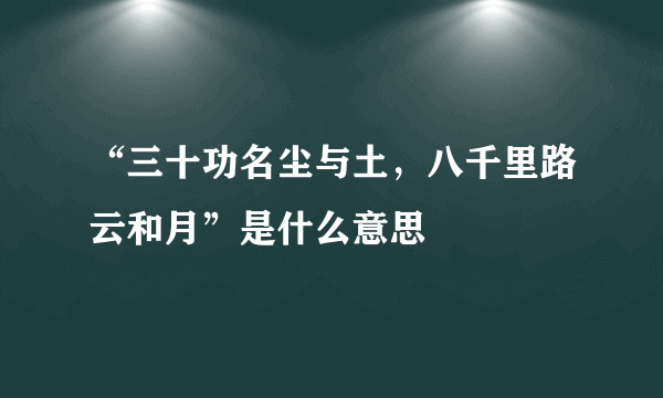 “三十功名尘与土，八千里路云和月”是什么意思