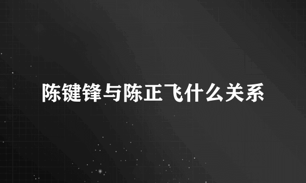 陈键锋与陈正飞什么关系