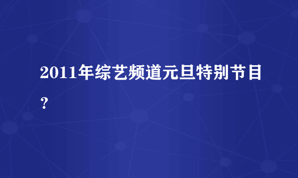 2011年综艺频道元旦特别节目？