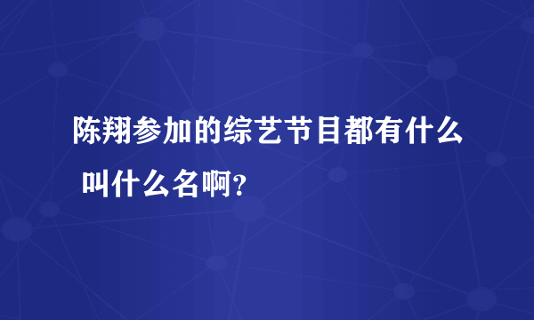 陈翔参加的综艺节目都有什么 叫什么名啊？