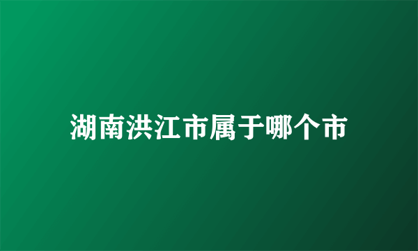 湖南洪江市属于哪个市