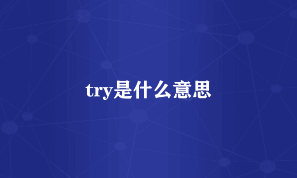 try是什么意思