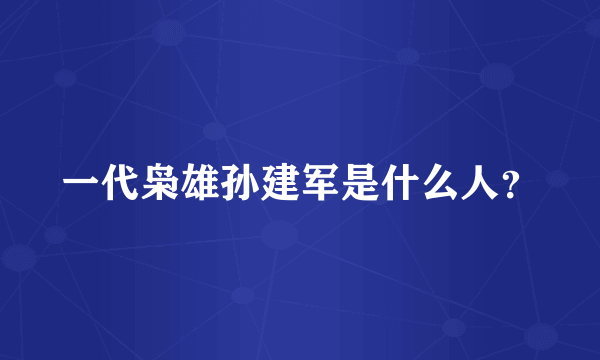 一代枭雄孙建军是什么人？