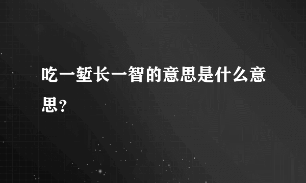 吃一堑长一智的意思是什么意思？