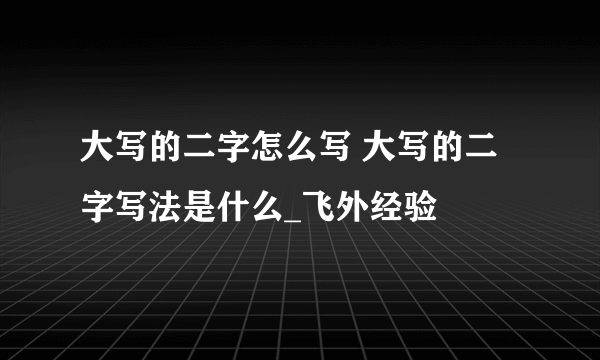 大写的二字怎么写 大写的二字写法是什么_飞外经验