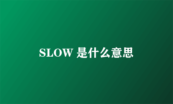 SLOW 是什么意思