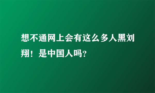 想不通网上会有这么多人黑刘翔！是中国人吗？