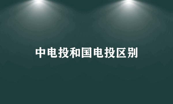 中电投和国电投区别