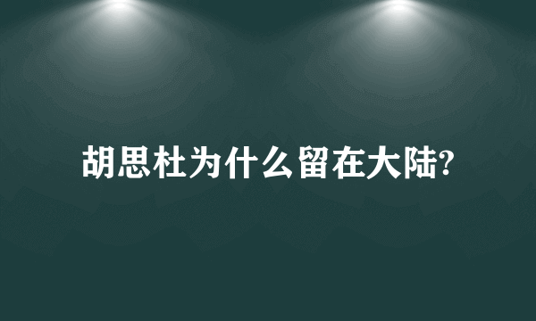 胡思杜为什么留在大陆?