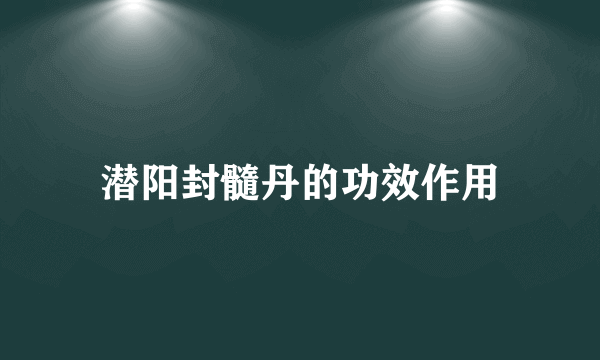 潜阳封髓丹的功效作用