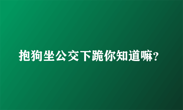 抱狗坐公交下跪你知道嘛？