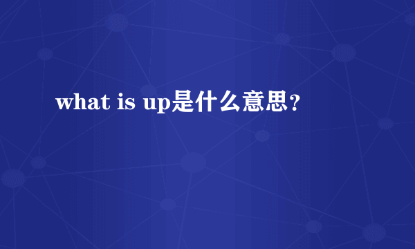 what is up是什么意思？