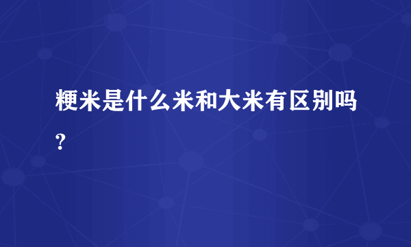 粳米是什么米和大米有区别吗?