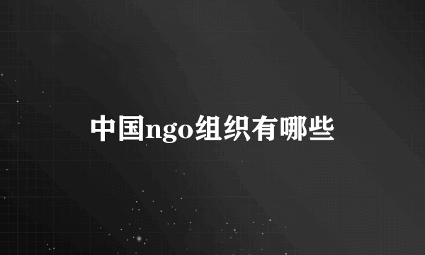 中国ngo组织有哪些