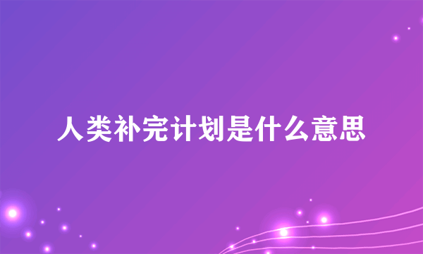 人类补完计划是什么意思