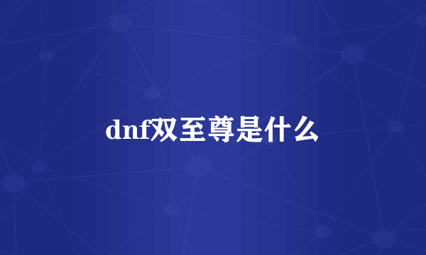 dnf双至尊是什么