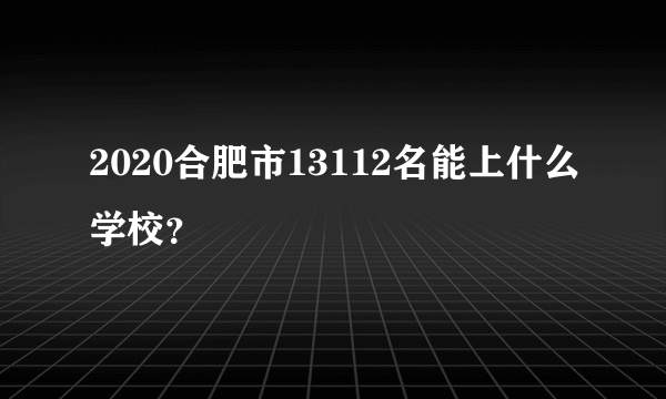 2020合肥市13112名能上什么学校？