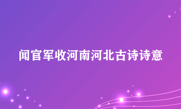 闻官军收河南河北古诗诗意