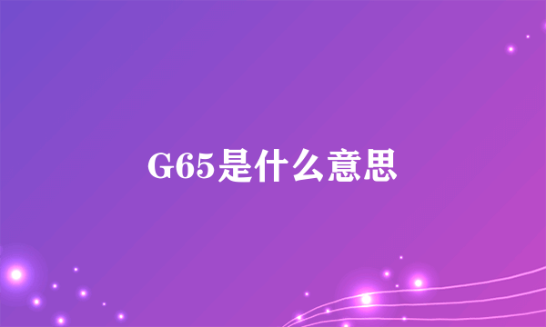 G65是什么意思