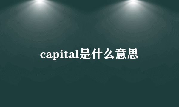 capital是什么意思