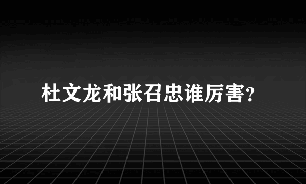 杜文龙和张召忠谁厉害？