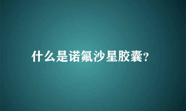 什么是诺氟沙星胶囊？