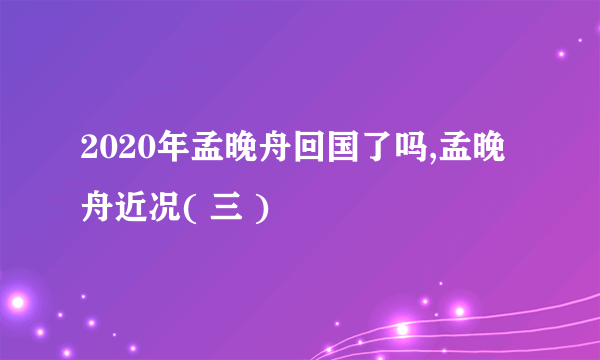 2020年孟晚舟回国了吗,孟晚舟近况( 三 )