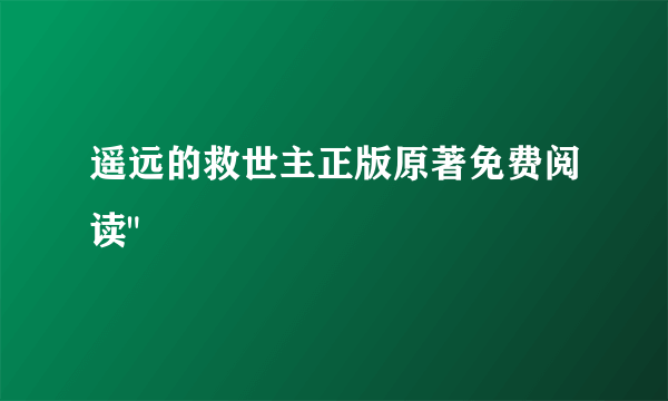 遥远的救世主正版原著免费阅读